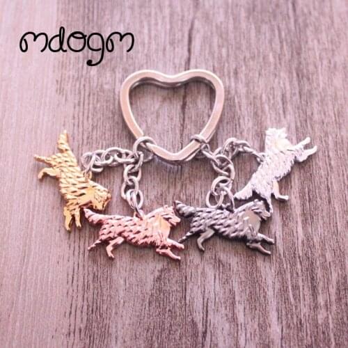 Fashion Australian Shepherd Dog Animal Gold Silver Plated Metal Pendant Keychain For Bag Car Women Men Girls Heart Jewelry K052