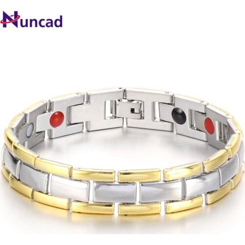 Mens Stainless Steel Healthy Care Bangles & Bracelets Energy Magnetic Bangle Three Layers Bracelet Manchette Bracelet Homme