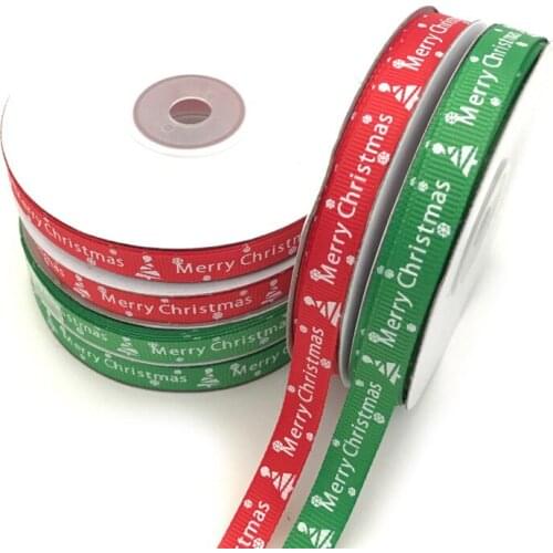 25 Yards Christmas Ribbon Packing for Gift Wrapping "Merry Christmas" Letter DIY Handmade Christmas Party Craft Tree Decoration