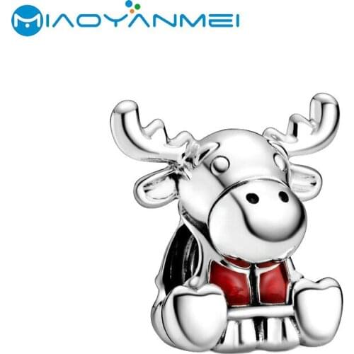 Fit Original Pandora Bracelets 2020 Summer NEW Silver 925 Jewelry Beads Red Horned Bull Charm Women DIY Fashion Gift