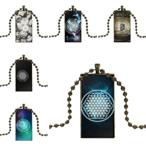 Bring Me Horizon Logo For Unisex Party Gift Glass Pendant Necklace Handmade Half Pendant Rectangle Necklace