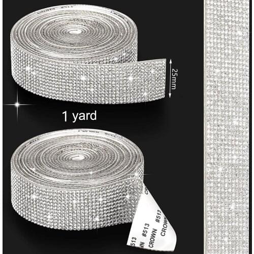 Self Adhesive Crystal Rhinestone Sticker Diamond Ribbon Diy Sticker Rhinestones For Arts Crafts, Diy Event Car Phone Decoration