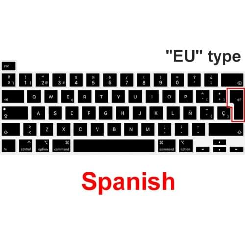 Silicone Spanish EU Version For MacBook Pro 13 A2141 M1 Chip A2338 A2251 A2289 2020 / MacBook New Pro 16 Keyboard Cover Skin