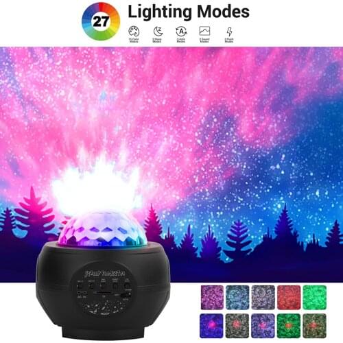 New LED Starry Sky Galaxy Projection Lamp With Bluetooth Music Starry Water Wave Night Lamp For Decoration Bedroom Children Gift