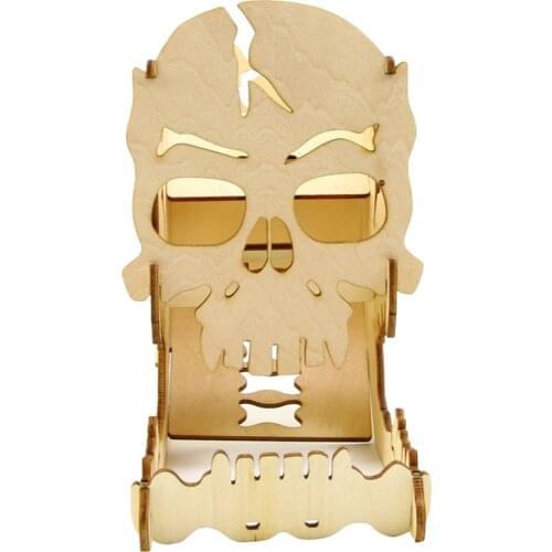 Dice Tower & Tray for Dice Games RPGs DND Board Game Dices - Wood Skull Modular