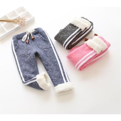 BibiCola winter children boys sport pants girls warm thick cotton pants kids plus velvet elastic waist trousers baby leggings