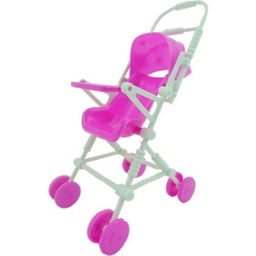 1 Pcs Pink Baby Stroller Trolley Nursery Toy for Barbie Doll Sister for Kelly Kid Play House Toys Plastic Doll Accessories