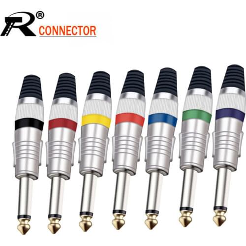 10PCS Microphone Mic Assembly Wire Connector Mono Sophomore Core 1/4" Balance/Unbalance Phone Jack 6.35mm Mono/Stereo Plug