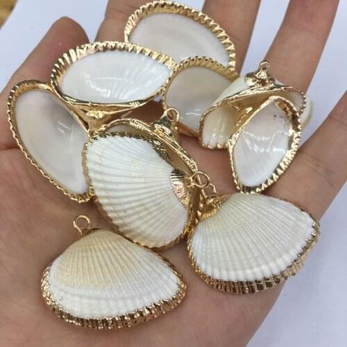 5pcs Natural Seashell Crafts Pendant Fashion Charms For Jewelry Making DIY Necklace Earrings Accessories Size 25x35-20x30mm