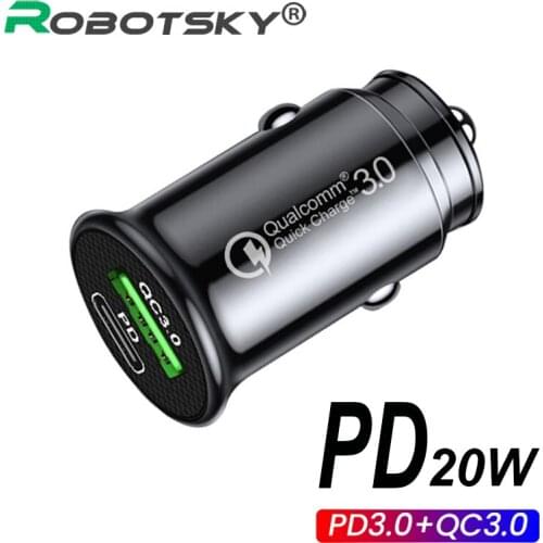 USB Type C Car Charger QC3.0 Fast Charger PD 20W Quick Car Charging Adapter USB C Car Charger For iPhone Samsung Charging Plug