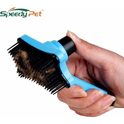 FreeShipping Pet Cleaning Tools one Side with the button Dog Comb Puppy Dog Cat Brush Quick Clean Pet Supplies