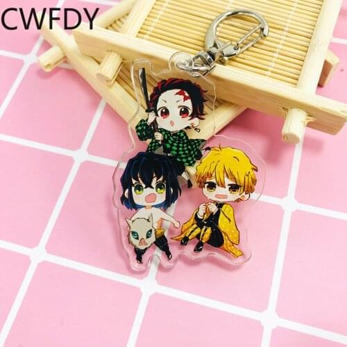 Kimetsu No Yaiba Key Chain Demon Slayer Arcylic Keychain Tanjirou Kamado Nezuko Zenitsu Shinobu Mulit Pendant Key Ring Trinkets