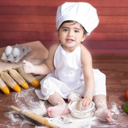 Baby Photography Chef hat Set White Little Chef Apron And Hat Baby White Chef Costume Photography Props Newborn Shooting Props