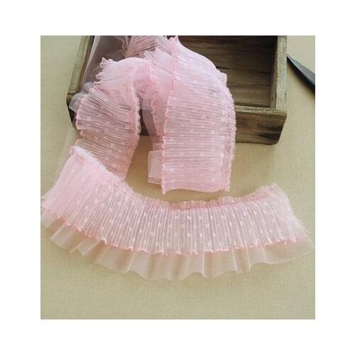 1m 10cm Wide Exquisite White Black Pink Lace 3D Ribbon Elastic Ruffle Trim Collar Sewing Clothing Skirt Headwear Applique Decor