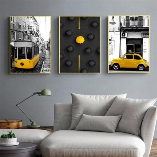 Photograph European Landscape Picture Home Decor Nordic Canvas Painting Wall Art Yellow Style Scenery Poster for Living Room