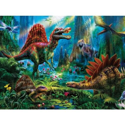 JOHNSON Jurassic Dinosaur Rain Magic Forest Flower Tree Green backgrounds High quality Computer print party backdrop