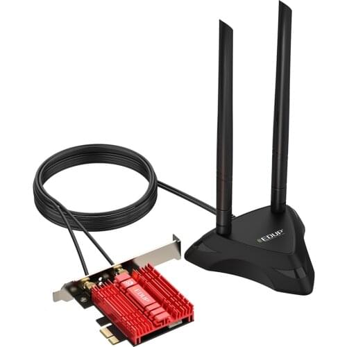 PCIE X1 Wireless Network Adapter Card Bluetooth 5.2 WiFi 6E 3000Mbps 2.4G/5G Chip AX201 with Extend Antenna Base For Desktop