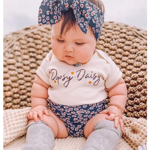 Baby Girls Three-piece Clothes Set, Round Collar Short Sleeve Romper, High Waist Shorts and Headdress