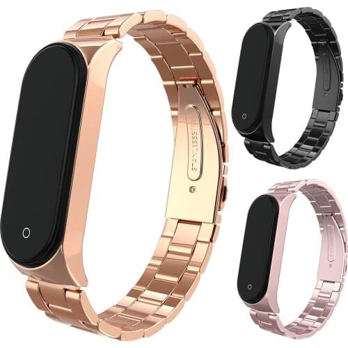 Gosear Stainless Steel Metal Strap Belt Wristband Watchband Wrist Watch Band for Xiaomi Mi Band 4 Band4 Mi4 Bracelet Accessories