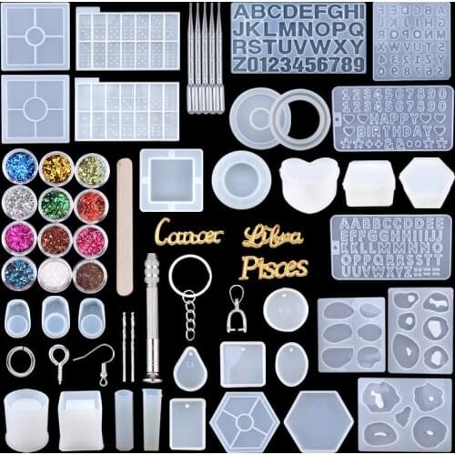 Silicone Resin Molds Kit Epoxy Resin Casting Molds Set Keychain Silicone Moule For Earring Jewelry Making DIY Craft Art Supplies