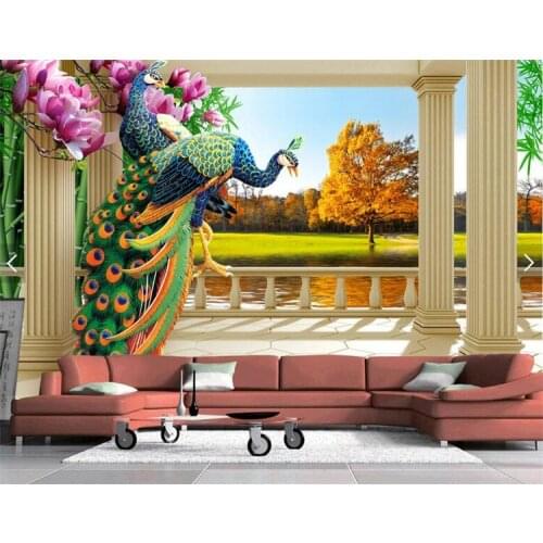 3d room wallpaper mural wall peacock Magnolia flower landscape for living room TV Backsplash custom any size photo murals