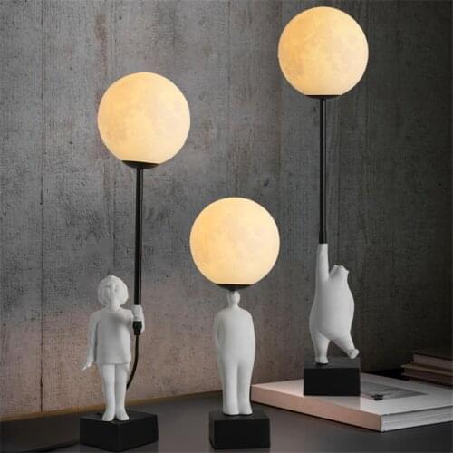 Modern Modern 3D Lunar Desk Light LED Moon Table Lamps Children Bedroom Lamp Table Lights Bedside Art Deco Standing Night Light