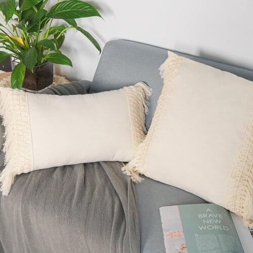 Cushion Covers Cotton Linen Macrame Hand-woven Thread Pillow Covers Geometry Bohemia Style Pillowcase Home Decor 45*45cm