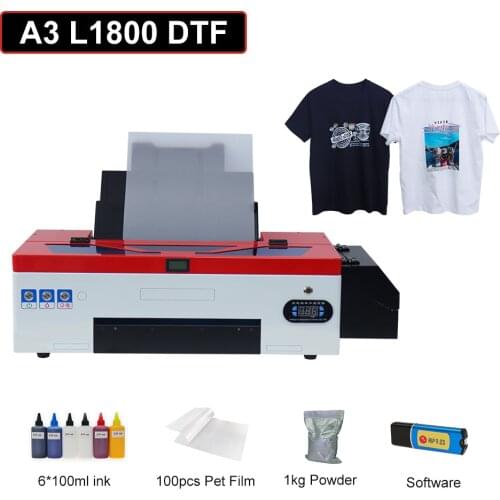 A3 L1800 Epson DTF Printer T-Shirt Clothes Printing Machine PET Film Converted Printer Direct Heat Transfer Film for Hoodies Cap