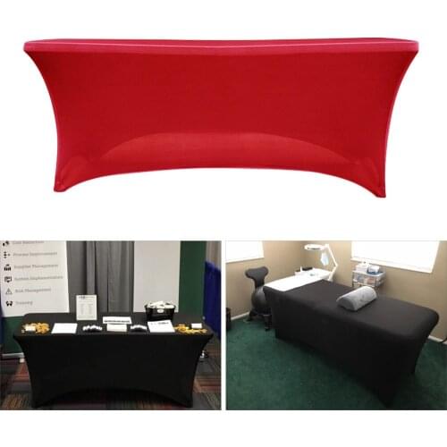 Stretch Tablecloth Spandex Polyester Table Cover Fit for Wedding Party Hotel Home Decoration Meeting Rectangular 4Ft/6Ft/8F