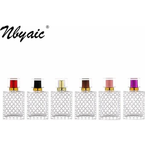 Nbyaic Perfume bottling 100ml large capacity perfume replacement bottle mesh glass empty bottle multicolor acrylic cap 1pcs