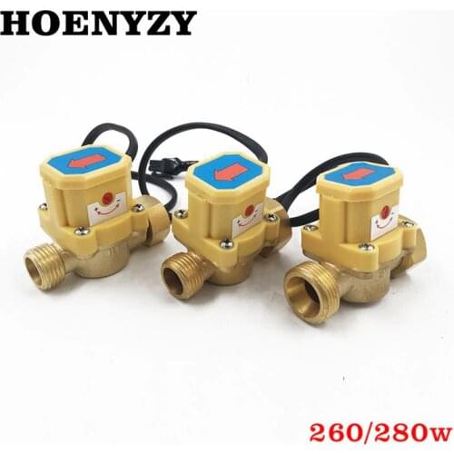 1/2" 3/4" 220V Water Pump Flow Sensor Switch Liquid Booster Solar Heater Brass Pressure Automatic Control Valve 260/280W 1.3A