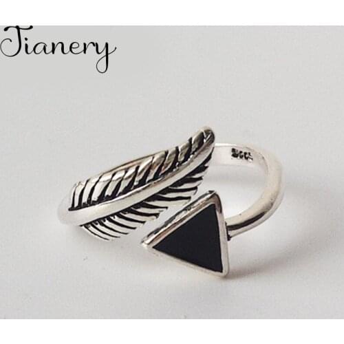 Personality Punk Vintage Black Triangle Rings For Women Men Resizable Size Rings Fashion Trendy Boho Jewelry 2021