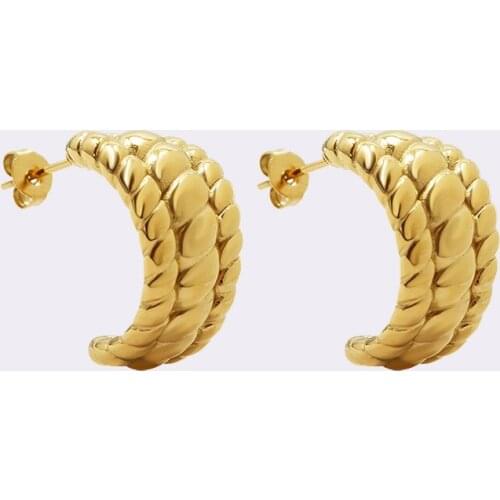 2021 New Trendy 316L Stainless Steel Classic Croissant C-Shaped Stud Earrings For Women Titanium Steel Waterproof