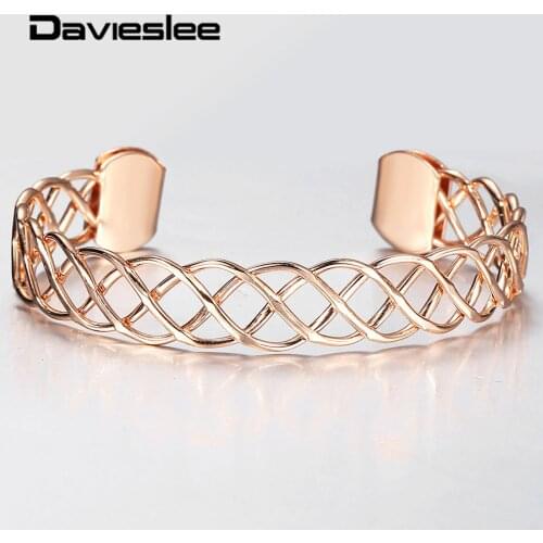 11mm Bangle Bracelet for Women 585 Rose Gold Opening Cuff Twisted Carved Wristband Party Wedding Fashion Jewelry Gifts New LCB50