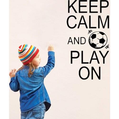 ZOOYOO Keep Calm Play On SOCCER Wall Sticker Home Decor Children Boys Room Decoration Wallpaper Nursery Wall Decals