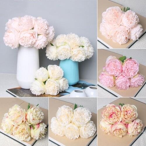 1 Bouquet Artificial Fake Silk Peony Flower Hydrangea Wedding Garden Home Decor