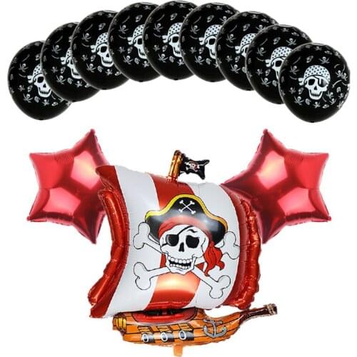 1 set Cartoon Pirate Boat Aluminum Balloon Halloween Decorative Balloon 18inch Skull latex balloon kids birthday party toys