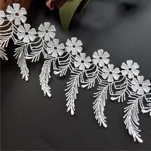 1yard White Polyester Flower Tassel Lace Trim Embroidered Fring Lace Ribbon Fabric DIY Sewing Supplies Craft Decoration 6.3CM