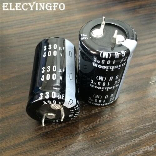 2pcs 330uF 400V NICHICON GU Series 25x40mm High Quality 400V330uF Snap-in PSU Aluminum Electrolytic Capacitor