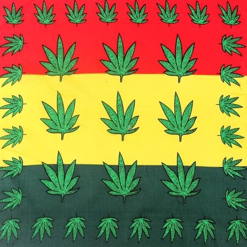 2018 100% Cotton Red Yellow Green Weed leaf Bandana For W Mens