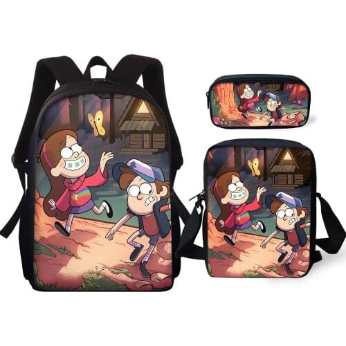 3Pcs/set Gravity Falls School Bags For Kids Boys Girls Kindergarten Preschool Backpack Children Small Toddler Bag Satchel