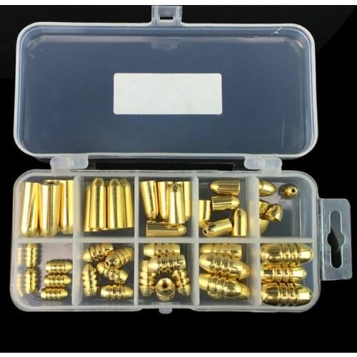 50Pcs/Set Copper Bullet Weights Fishing Sinkers Fishing Accessories Tackle Box 1.8g/3.5g/5g/7g/10g