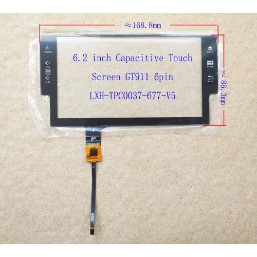 6.2inch Car Radio Special Sensor Digitizer Touch screen 6pin LXH-TPC0037-677-V5 GT911