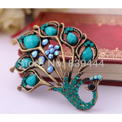 Antique Gold Jewelry Color Peacock Vintage Brooches