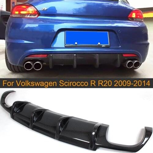 Car Rear Bumper Diffuser Lip Spoiler For Volkswagen VW Scirocco R R20 Bumper 2009-2016 Carbon Fiber Car Rear Bumper Lip Spoiler