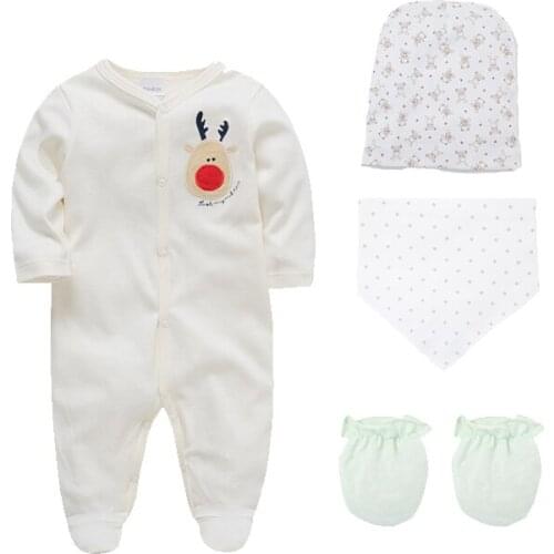 Honeyzone Baby Clothes Sets Newborn Infant Romper Playsuit Outfit Enfant Full Sleeve Light Color Elk Print Jumpsuit Pyjamas Bebe