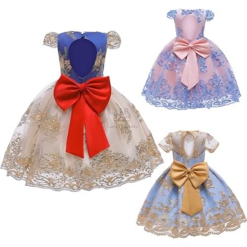 Girls Princess Kids Dresses for Girls Tutu Lace Flower Embroidered Ball Gown Baby Girls Dress Children Wedding Party Dress