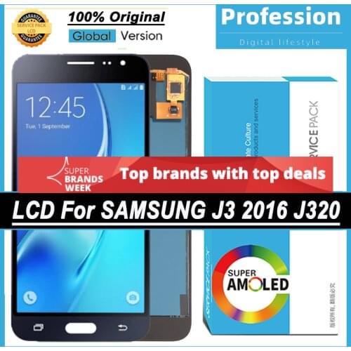 100% Original 5.0'' Display for Samsung Galaxy J3 2016 J320 J320F J320FN LCD Touch Screen Digitizer Repair Parts + Service Pack