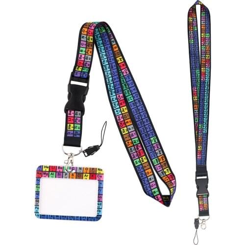 ER777 Periodic Table Of Chemical Elements Lanyard Card Holder Student Hanging Neck Phone Lanyard ID Badge Holder Hang Rope