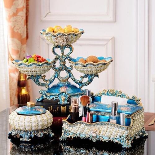 EUROPEAN RESIN FRUIT PLATE FIGURINES DECORATION ORNAMENT HOME LUXURY COSMETIC CASE CRAFTS LIVINGROOM DESKTOP JEWELRY BOX ARTWORK